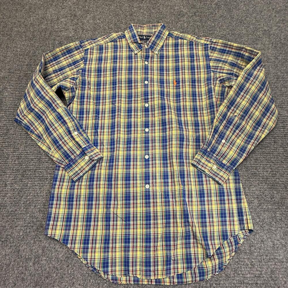 Ralph Lauren Shirt Mens Medium Multicolor Plaid Classic Fit Button Down Cotton